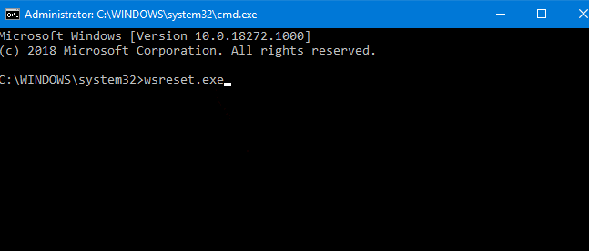 Команда wsreset.exe в командной строке