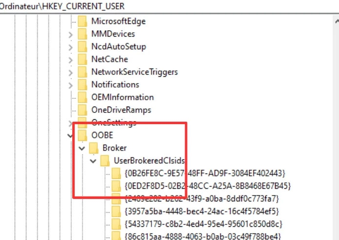 レジストリエディタでEnableUserOOBEBrokerを無効にする手順のスクリーンショット