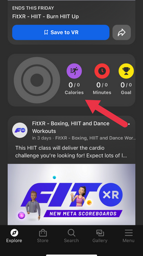 Вкладка Обзор с виджетом Move в приложении Quest