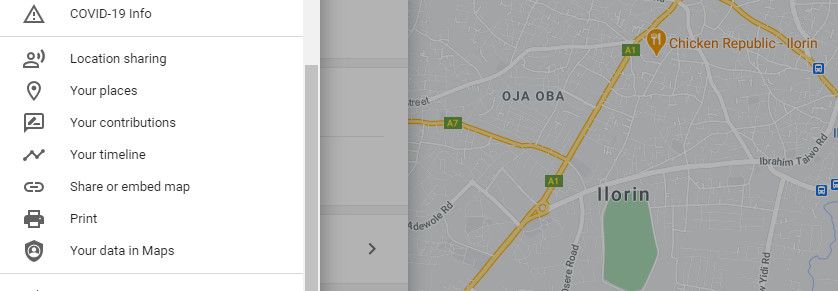Нажмите на три горизонтальные линии в меню и выберите «Ваши места»