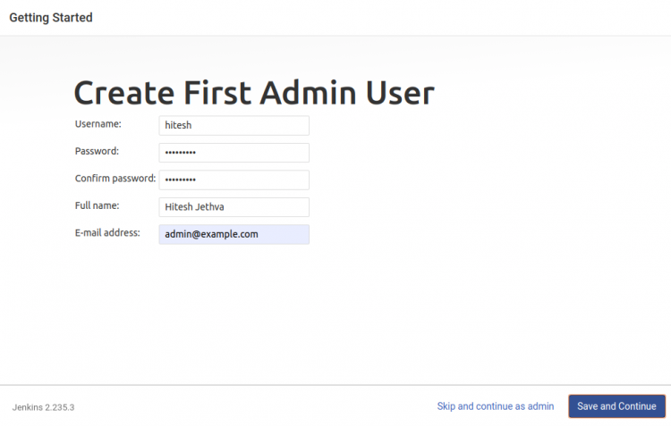 Создание пользователя администратора Jenkins