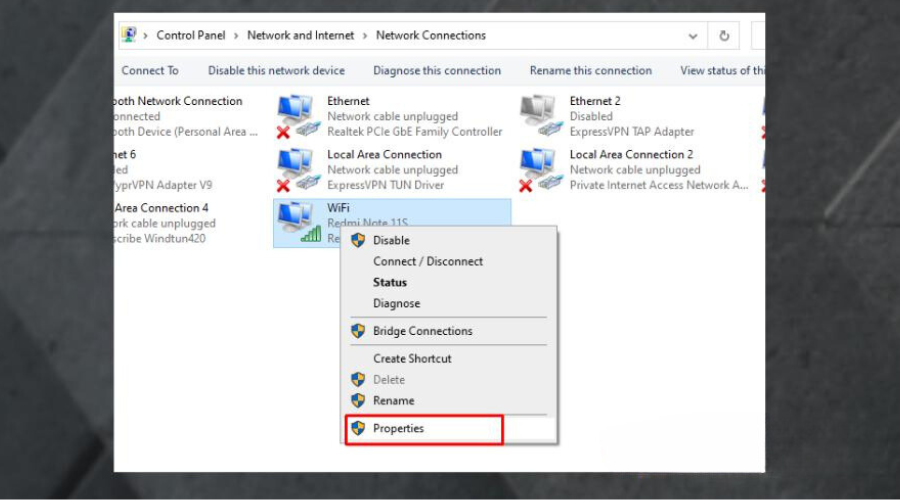 Свойства VPN адаптера в Windows