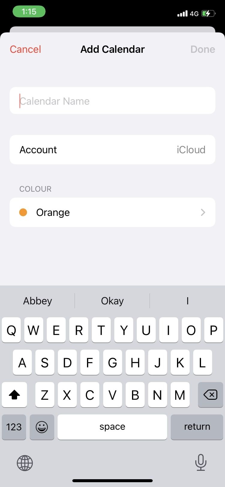 Добавление календаря iCloud