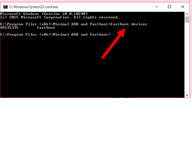 Kommando 'fastboot devices'