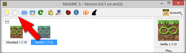 Кнопка копирования инстанса
