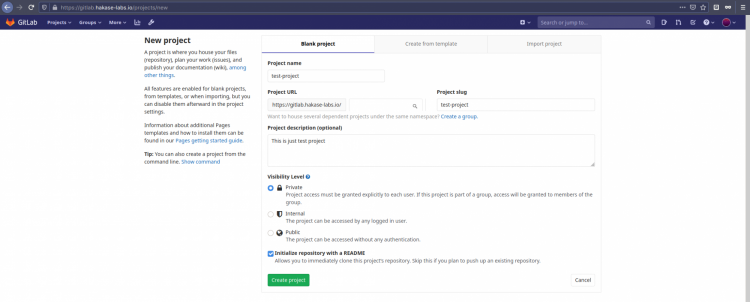 Создание проекта в GitLab