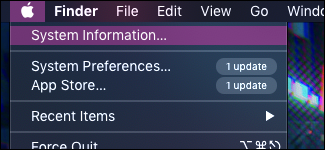 Открытие System Information через меню Apple с Option