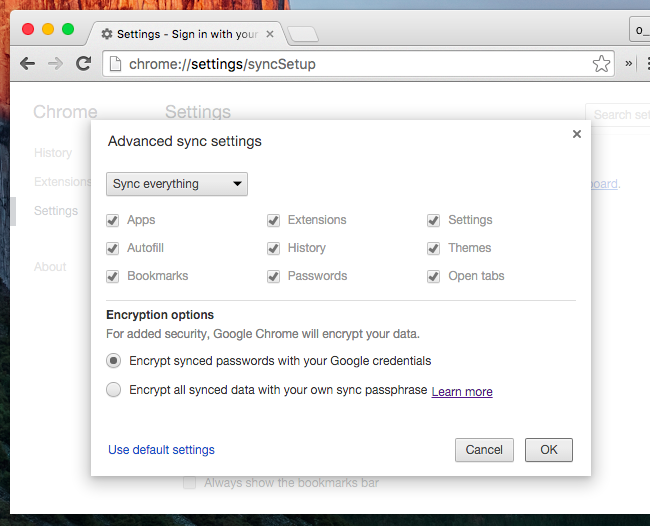 Настройки паролей в Chrome — включение автосохранения и автозаполнения