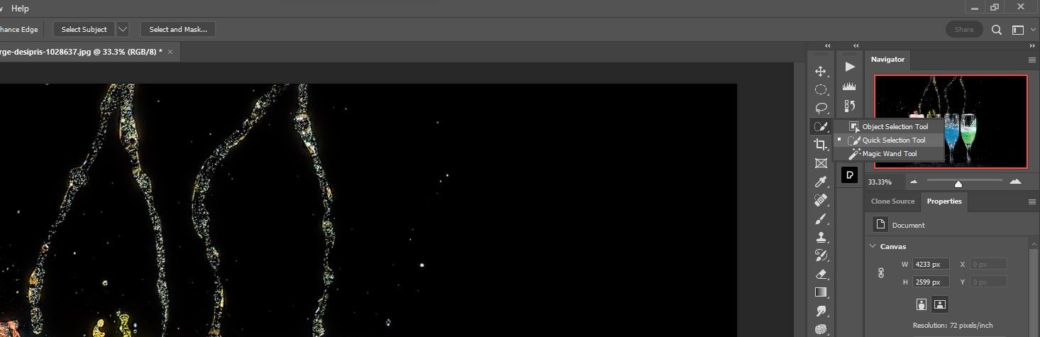 Шаг 1: Выберите инструмент Быстрое выделение
