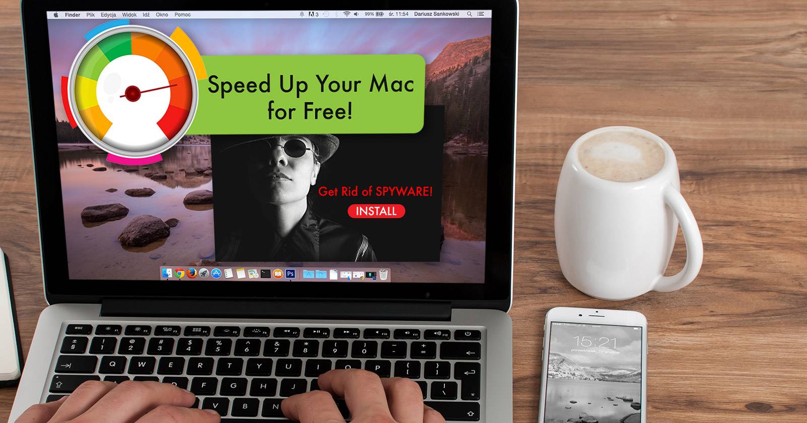 Поддельное антивирусное приложение с предупреждающим экраном
