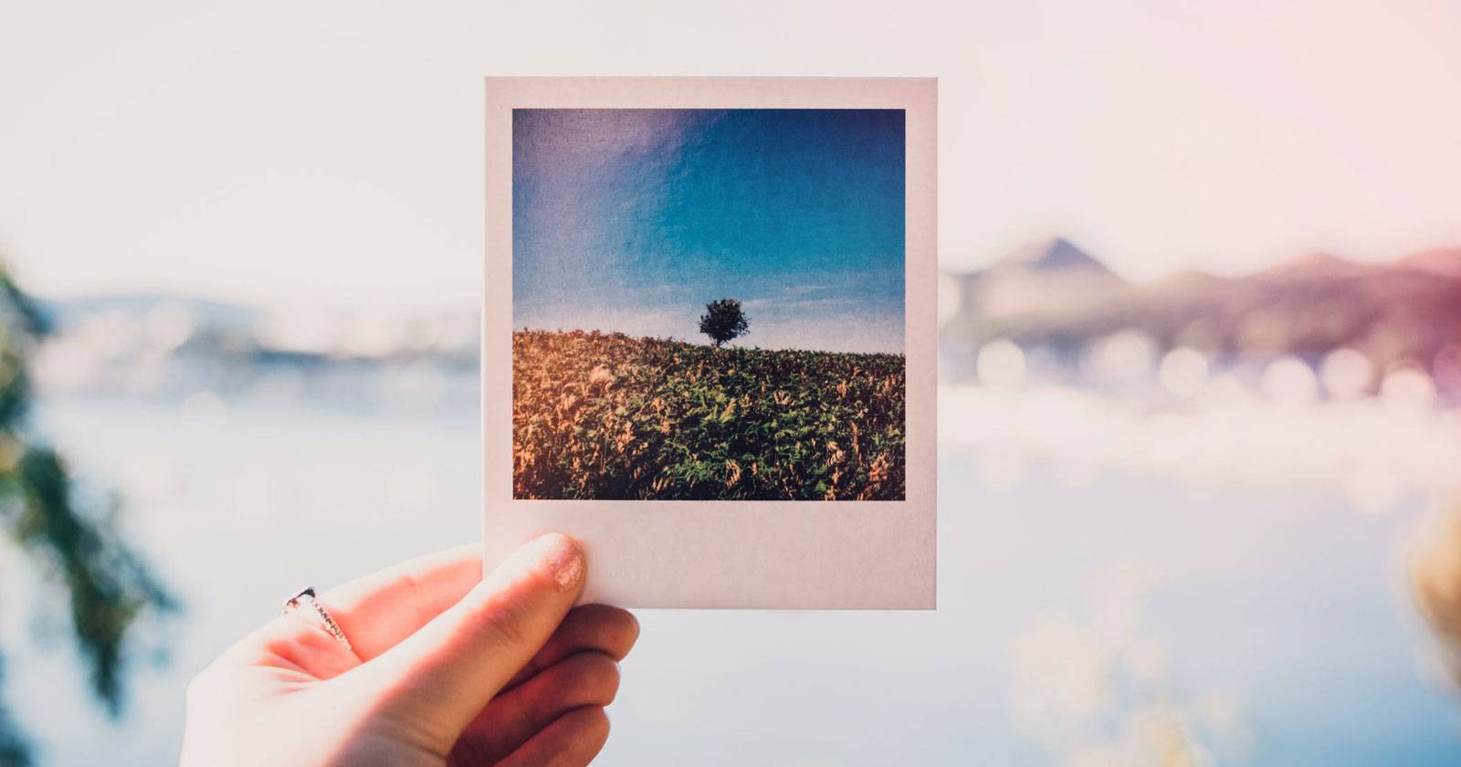 Рука держит полароидное фото
