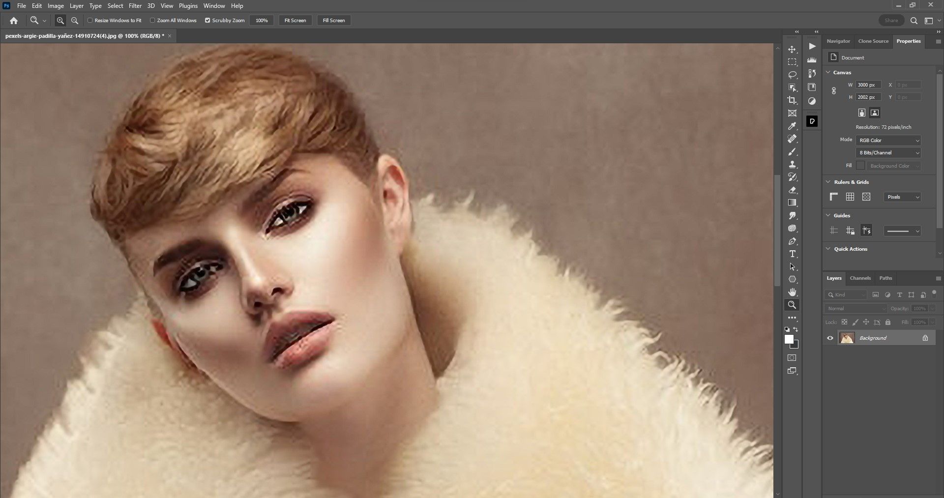 Zoomed in to 100 percent