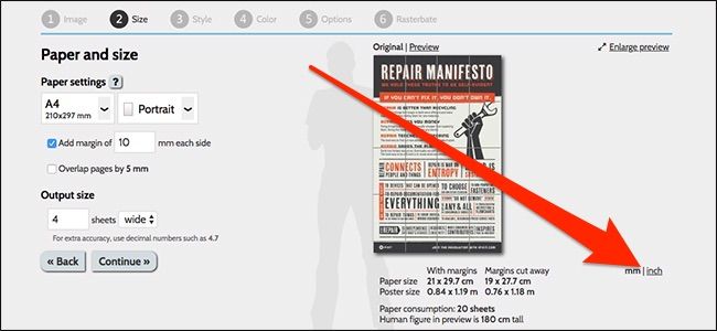Скриншот с опцией Inch для переключения единиц