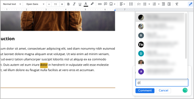 commenting on google docs