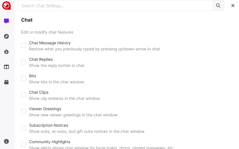 Настройки очистки чата BetterTTV