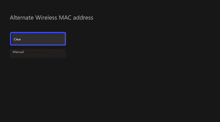 Подтверждение очистки Alternate MAC на Xbox One
