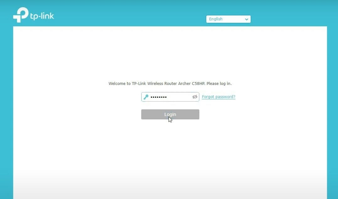 Ввод логина и пароля в веб‑интерфейсе роутера