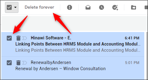 Кнопка «Удалить навсегда» в интерфейсе