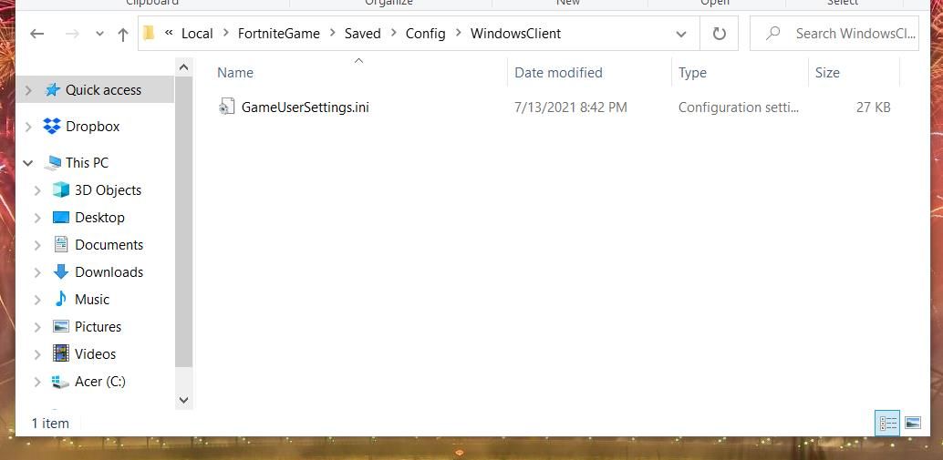 Файл GameUserSettings.ini в папке WindowsClient