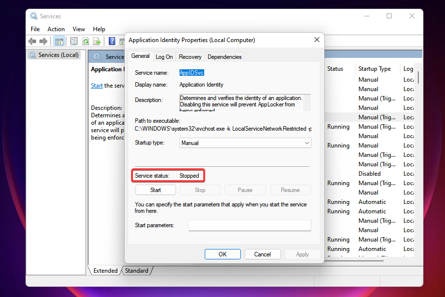 Проверка статуса службы: выполнена или остановлена
