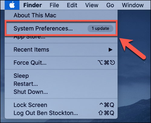 Меню Apple → Системные настройки на macOS