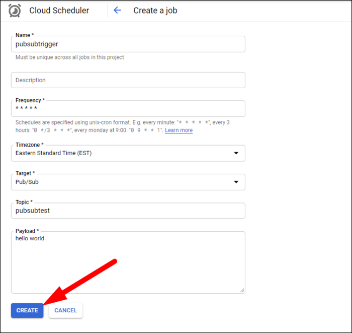 fill out job settings