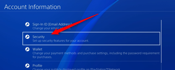 Выберите «Безопасность» в информации об аккаунте