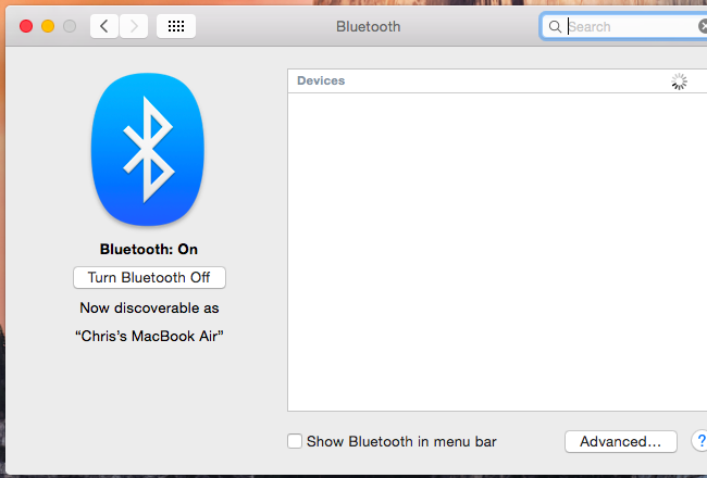 Настройки Bluetooth в macOS
