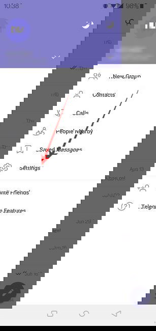 Настройки Telegram на мобильном