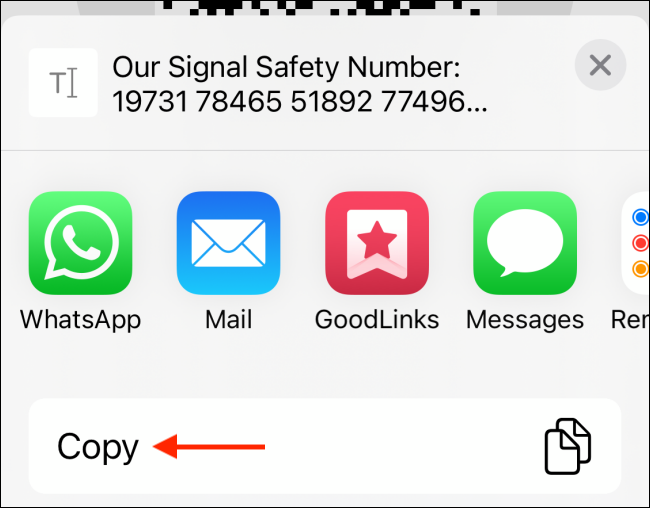 Копирование номера безопасности