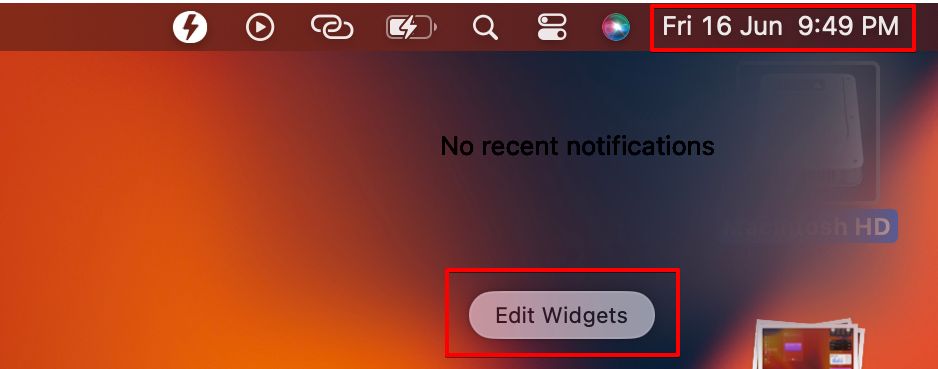 Edit Widgets in the Mac's Notification Center