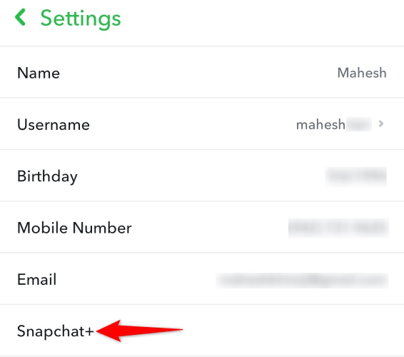 Нажмите «Snapchat+».