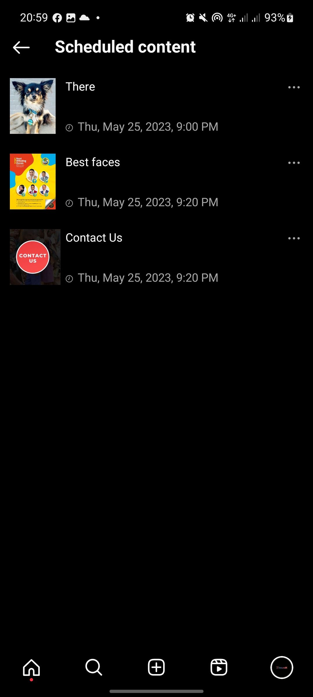 Список запланированных публикаций в Instagram