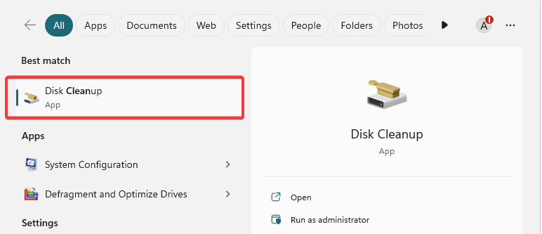 Поиск Disk Cleanup