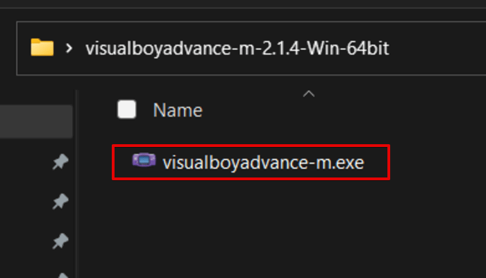 Файл visualboyadvance-m.exe в папке