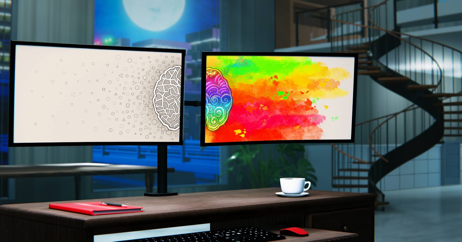 Дуальная конфигурация мониторов с разными обоями