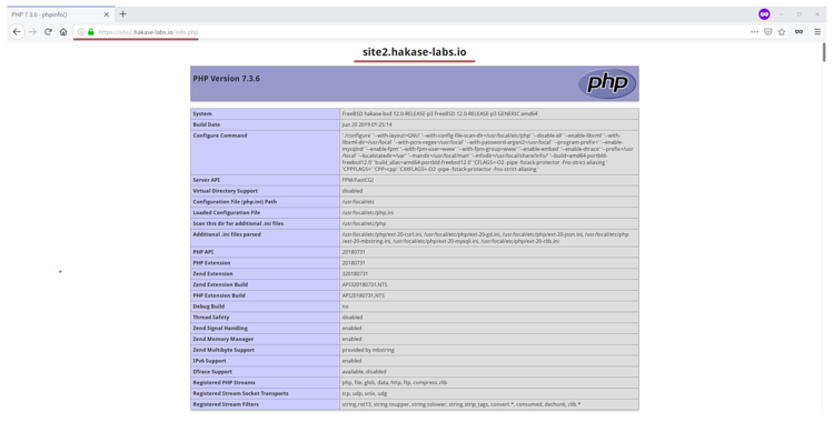PHP info для site2