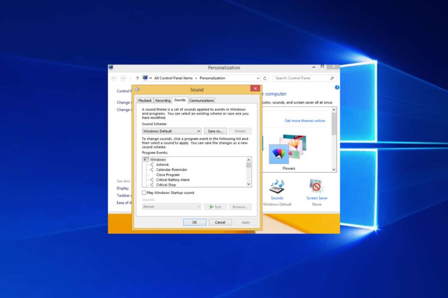 Изменение звуковой схемы Windows 10