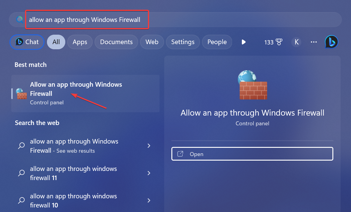 Поиск разрешить приложение через брандмауэр
