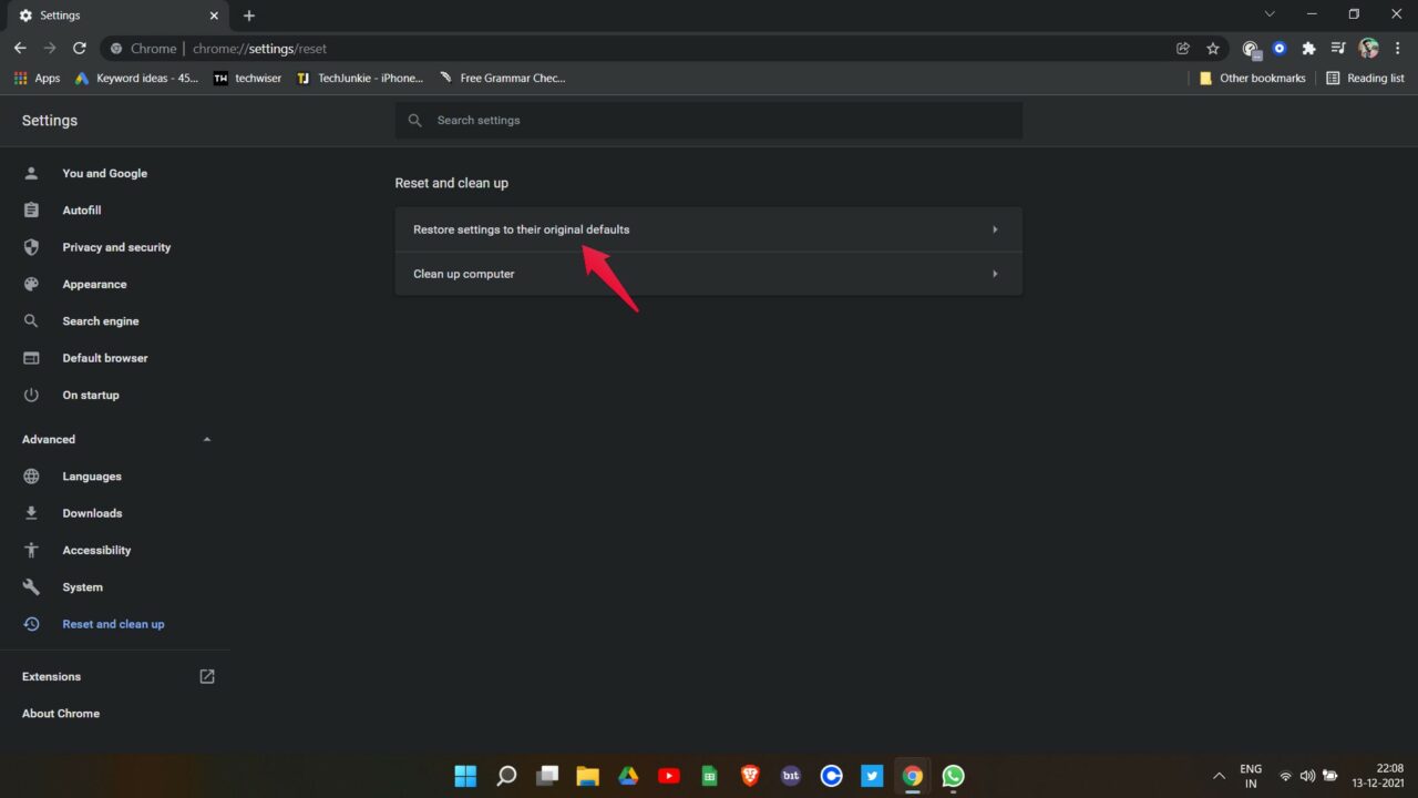 Restore Settings