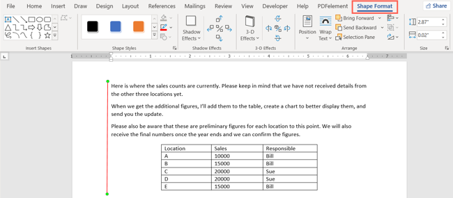 Настроить вертикальную линию как фигуру