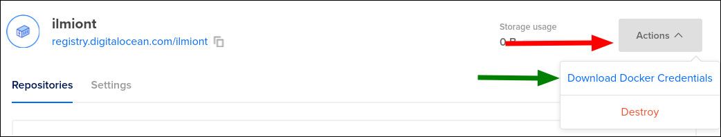 Скриншот: скачивание конфигурации Docker для реестра