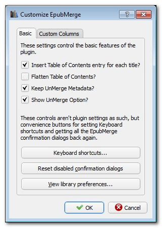 EpubMergeの設定画面