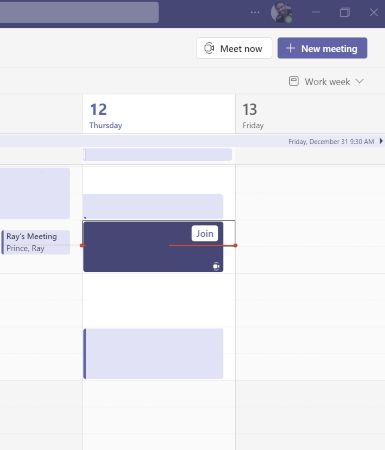 Кнопка «Новая встреча» в Microsoft Teams