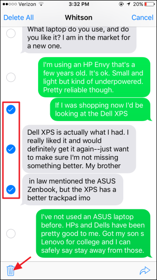 Подтверждение удаления сообщения не запрашивается — проверьте выбор