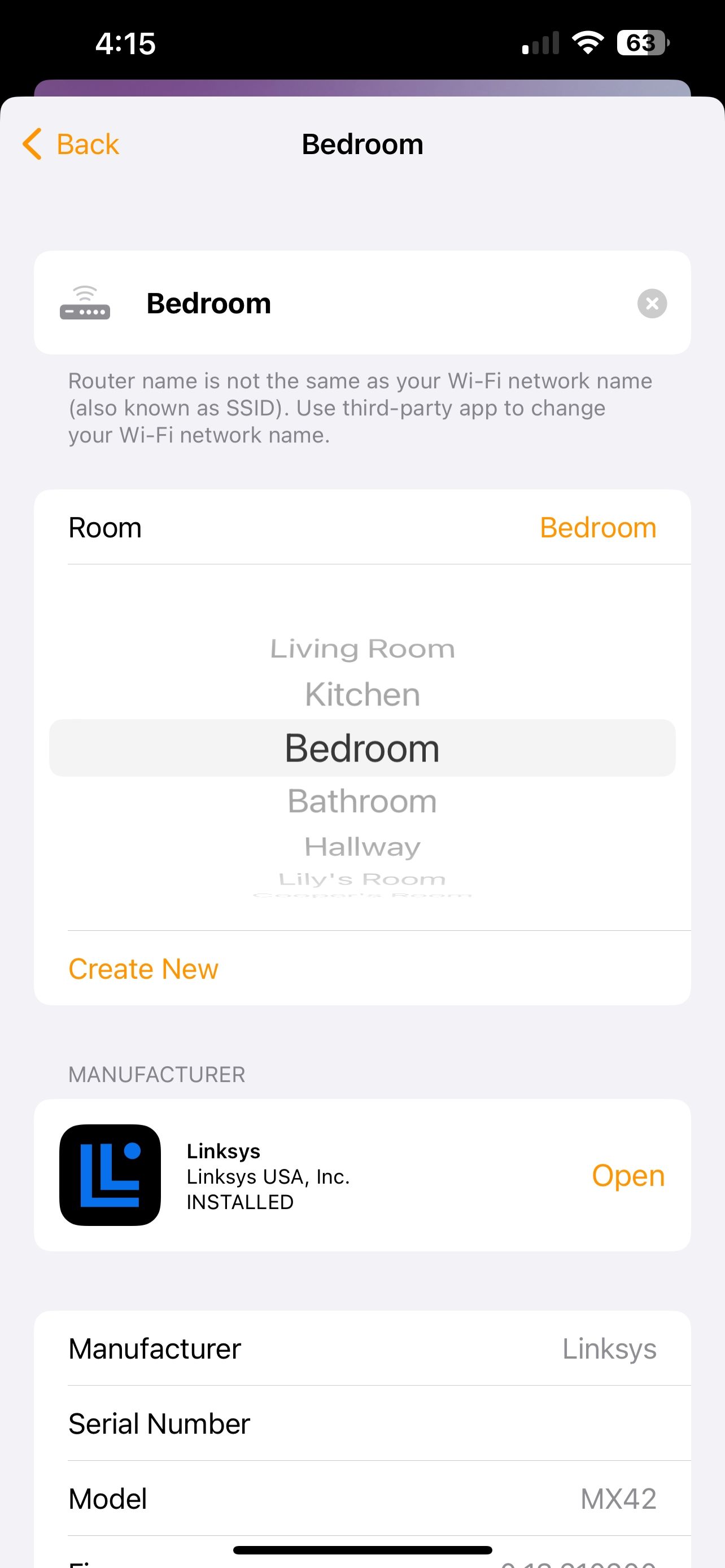 Home App iOS WiFi Router Room Selection