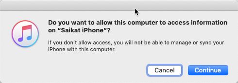 Sync iPhone to PC by allowing access