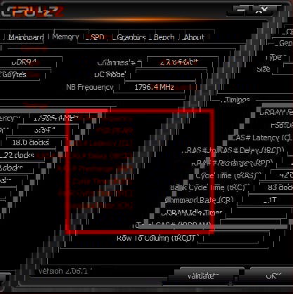 Displaying Memory information in the CPU-Z program.