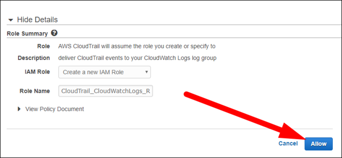 Запрос прав для CloudTrail
