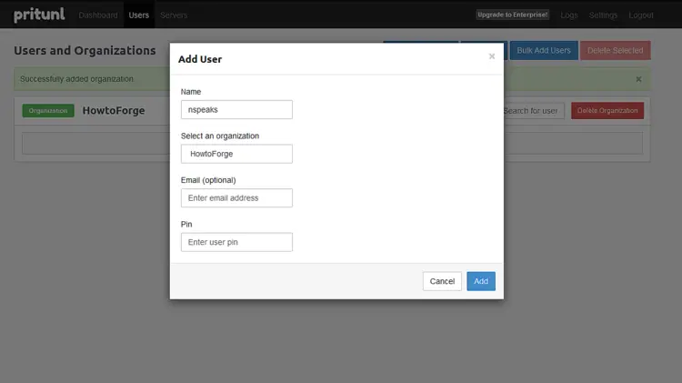 Добавление пользователя